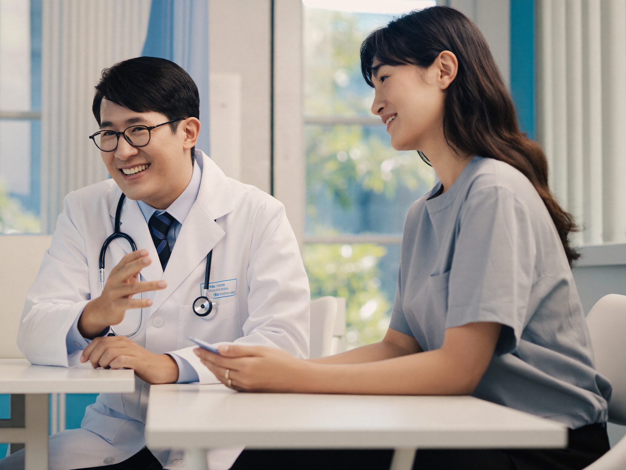 Doctor talking with a patient at Take Care Medical Clinic Patong